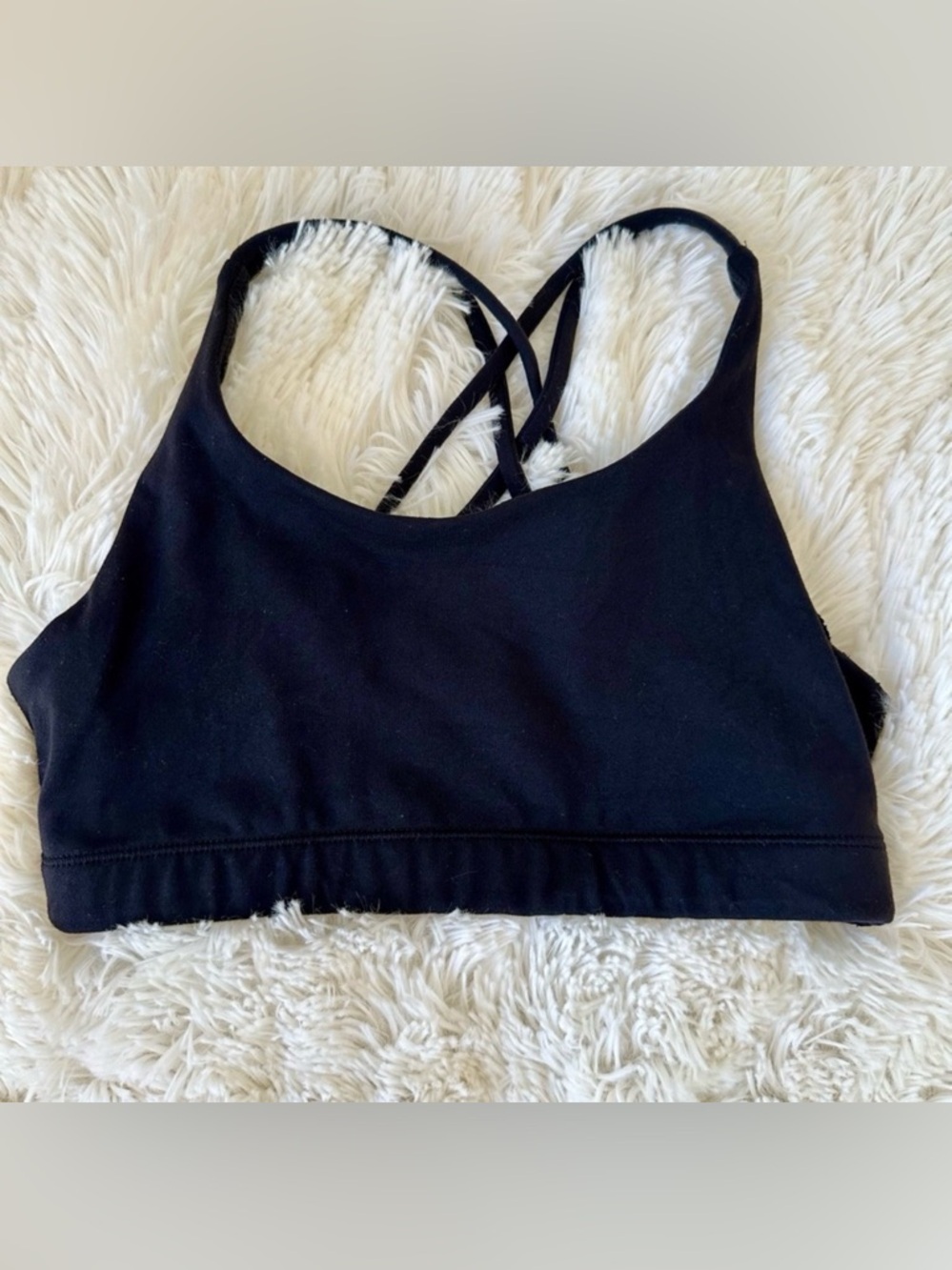Athleta Girl Black Strappy Sports Bra Girls Large 12 Medium Support Athletic